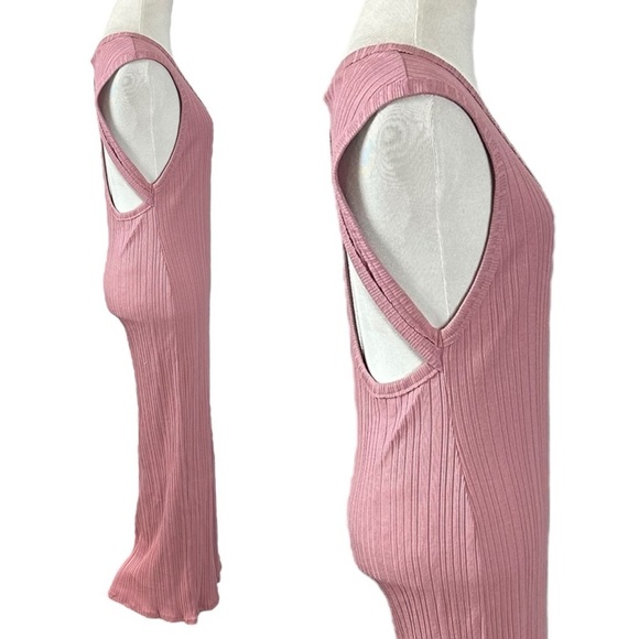 Free People Beach Wave Wash Midi in Mauve XS NWT Cut Out Free-est Bodycon Ribbed - Picture 7 of 10